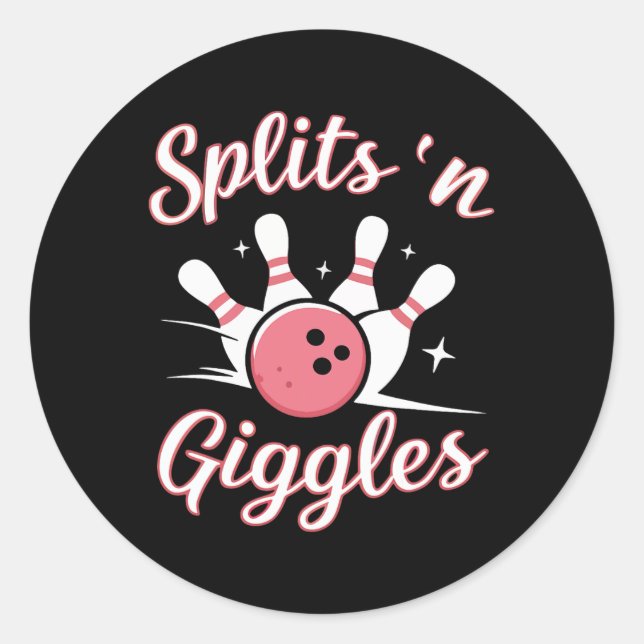 Bowling Bowler Funny Splits N Giggles Bowling Byll Classic Round Sticker (Front)