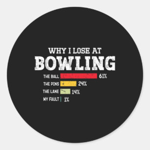 Bowling Bowler Men Women Funny Bowling Player Love Classic Round Sticker