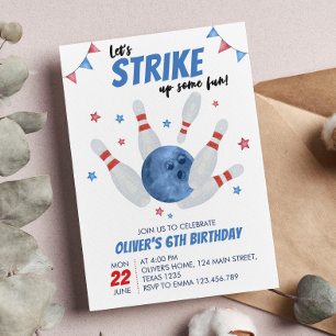 Bowling Boy Birthday Invitation Strike Up Some Fun