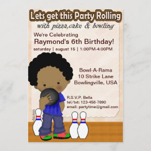 Bowling Boy Party Invite