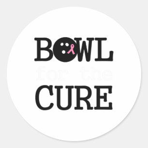 Bowling Breast Cancer Bowler Pink Ribbon Bowl For Classic Round Sticker