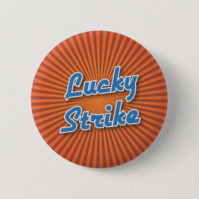 Bowling Button: Lucky Strike 6 Cm Round Badge (Front)