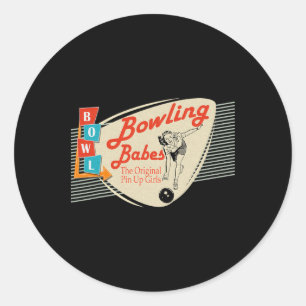 Bowling Bybes Vintage Retro Matching Bowling Team  Classic Round Sticker