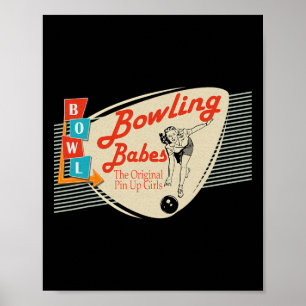 Bowling Bybes Vintage Retro Matching Bowling Team Poster