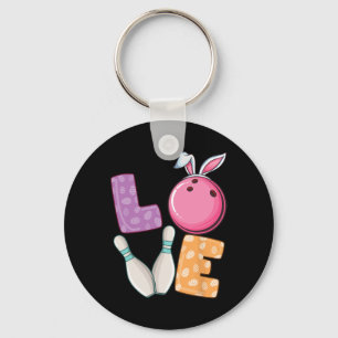 Bowling Byll And Pins Bunny Ears Egg Hunting Easte Key Ring