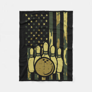 Bowling Camo American Flag Patriotic Bowler Women Fleece Blanket