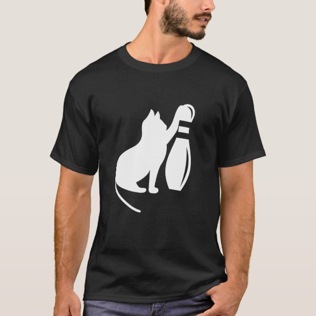 Bowling Cat Cute Bowler Bowling Player T-Shirt (Front)
