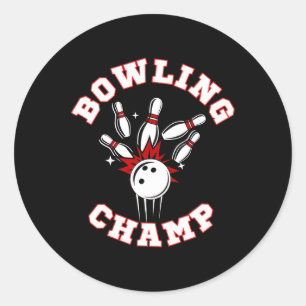Bowling Champ Champion Classic Round Sticker