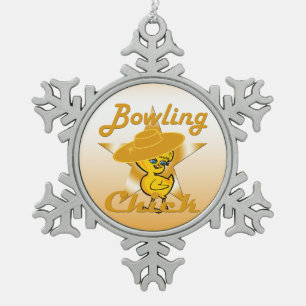 Bowling Chick #10 Snowflake Pewter Christmas Ornament