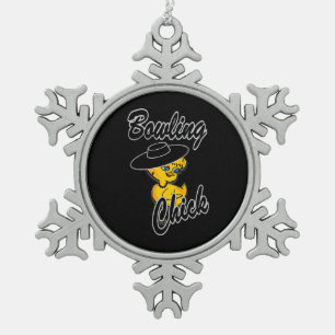 Bowling Chick #4 Snowflake Pewter Christmas Ornament
