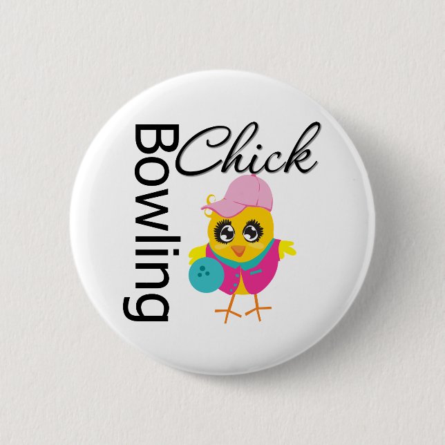 Bowling Chick 6 Cm Round Badge (Front)