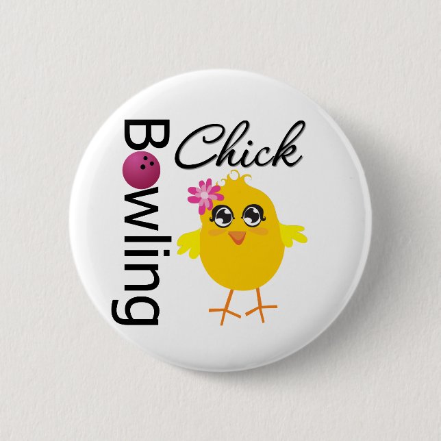 Bowling Chick 6 Cm Round Badge (Front)