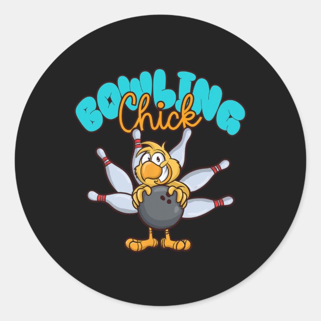 Bowling Chick  Classic Round Sticker (Front)