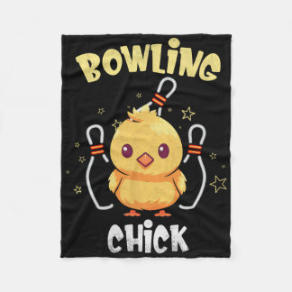 Bowling Chick Funny Chicken Athlete Bowler Men Wom Fleece Blanket