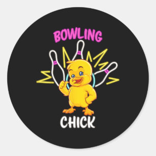 Bowling Chick Funny Chicken Sports Athlete Classic Round Sticker
