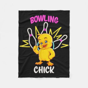 Bowling Chick Funny Chicken Sports Athlete  Fleece Blanket