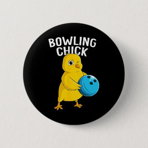 Bowling Chick Funny Women Girls Bowling Cute 6 Cm Round Badge