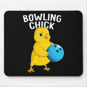 Bowling Chick Funny Women Girls Bowling Cute Mouse Pad