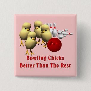 Bowling Chicks 15 Cm Square Badge