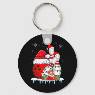 Bowling Christmas Bowling Santa Hat Christmas Ligh Key Ring