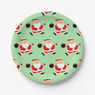 Bowling Christmas Holiday Party Paper Plate