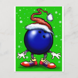 Bowling Christmas Holiday Postcard