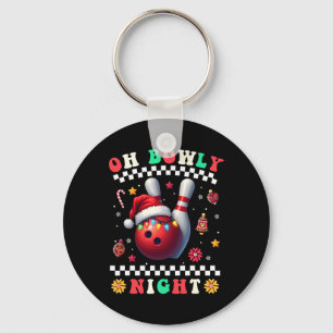 Bowling Christmas Oh Bowly Night Santa Hat Christm Key Ring