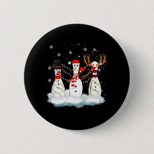 Bowling Christmas Pajama Lights Reindeer Santa Fun 6 Cm Round Badge