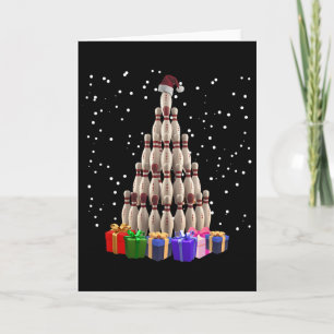 Bowling Christmas Tree Funny Xmas Matching Family  Card