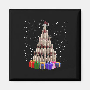 Bowling Christmas Tree Funny Xmas Matching Family Magnet