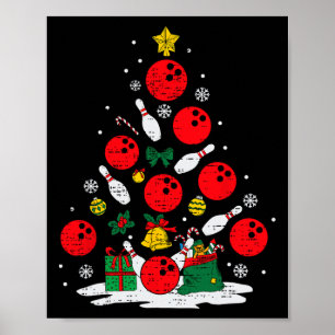 Bowling Christmas Tree Lights Xmas Bowler Sport Me Poster
