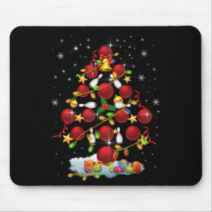 Bowling Christmas Tree Lights Xmas Fun Gifts Mouse Pad