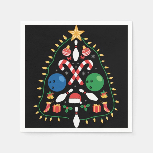 Bowling christmas tree   napkin (Front)