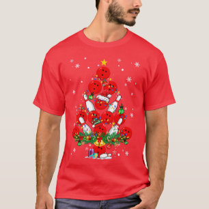 Bowling Christmas Tree Santa Pickleball X Mas Ligh T-Shirt