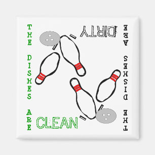Bowling Clean Dirty Dishwasher Magnet