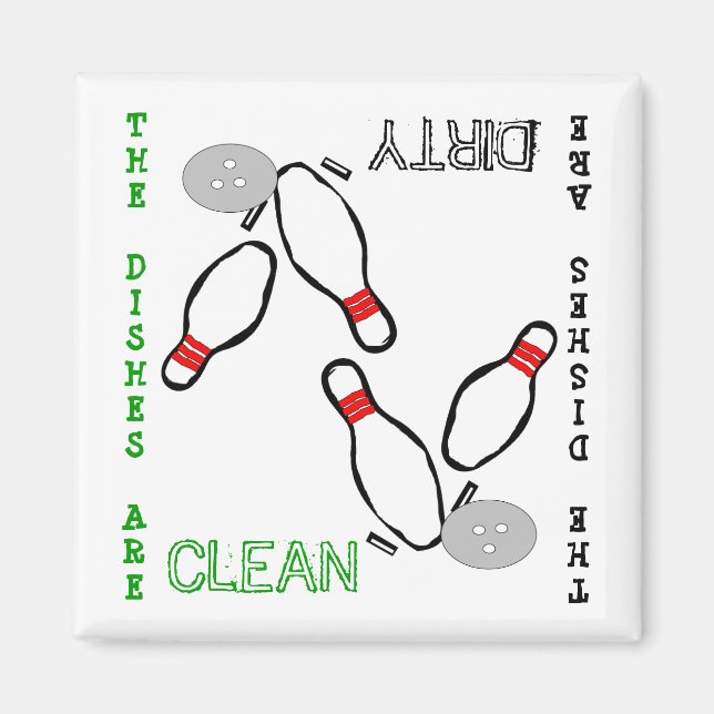Bowling Clean Dirty Dishwasher Magnet (Front)