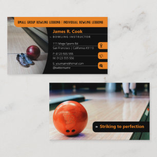 Bowling Coach   Photo Sport Black Business Card