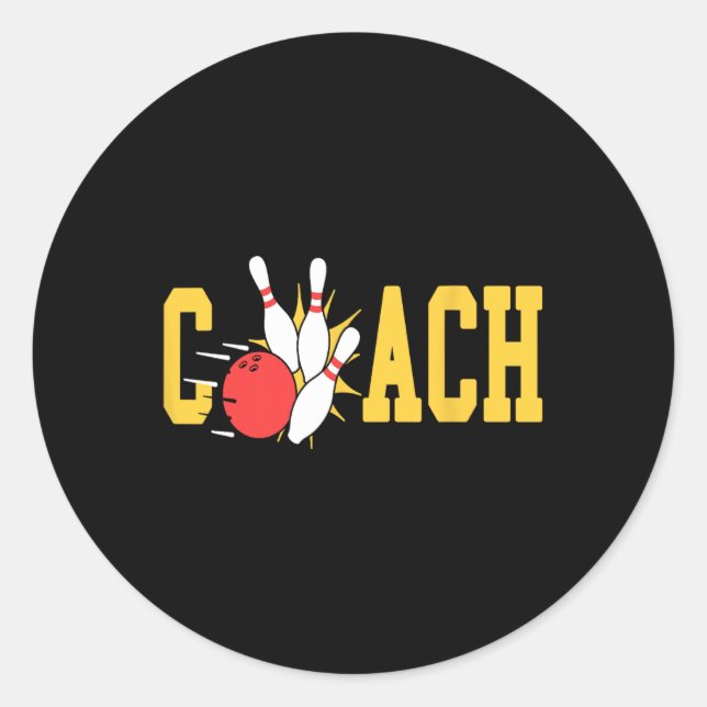 Bowling Coach Strikes Pins Bowling Team Fun  Classic Round Sticker (Front)