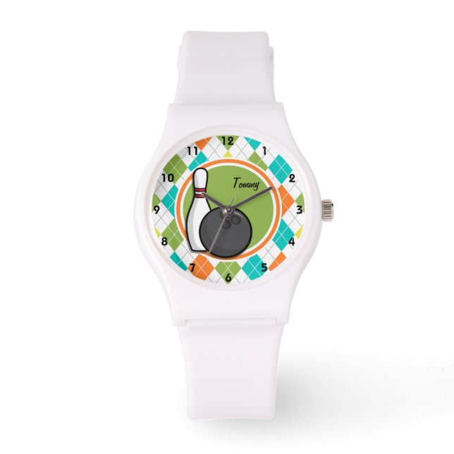 Bowling; Colourful Argyle Pattern Watch (Front)