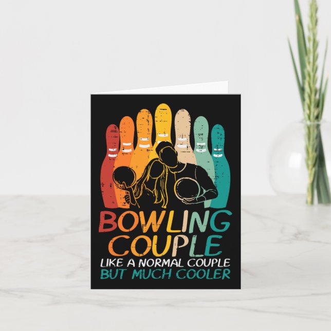 Bowling Couple Like Normal Cooler Matching Bowler  Card (Front)