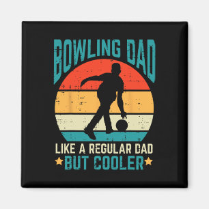 Bowling Dad Cooler Retro Fathers Day Bowler Daddy  Magnet