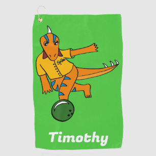 Bowling Dinosaur Cartoon Personalized Bowlers Golf Towel