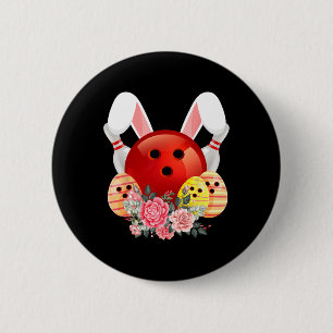 Bowling Easter Bunny Egg Rabbit Flowers Pascha Bow 6 Cm Round Badge