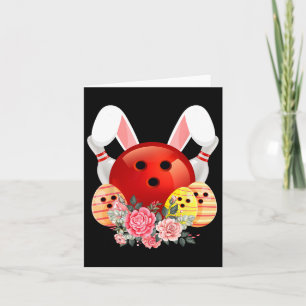 Bowling Easter Bunny Egg Rabbit Flowers Pascha Bow Card