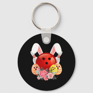 Bowling Easter Bunny Egg Rabbit Flowers Pascha Bow Key Ring