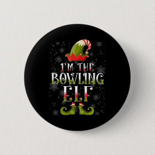 Bowling Elf Christmas 6 Cm Round Badge