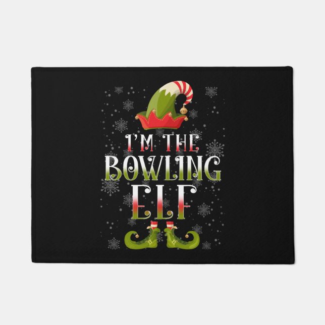 Bowling Elf Christmas Doormat (Front)
