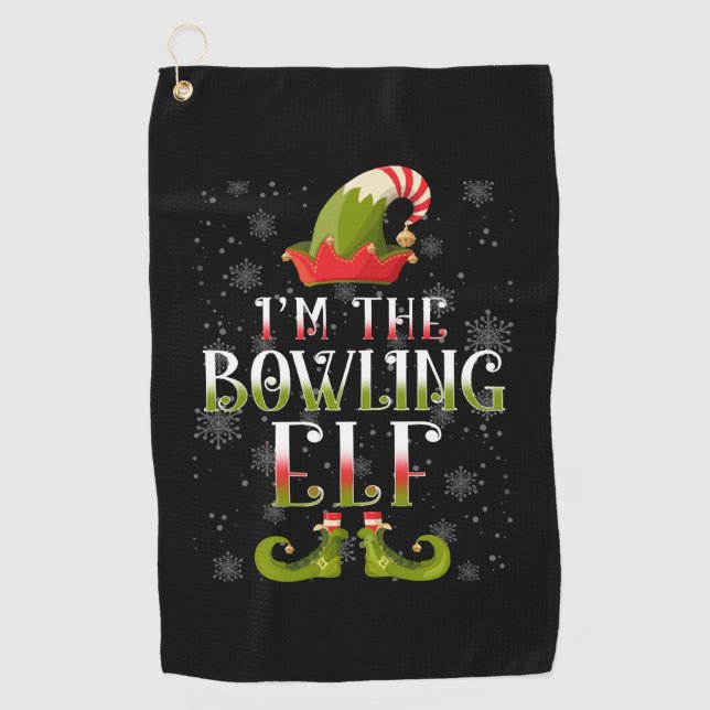Bowling Elf Christmas Golf Towel (Front)