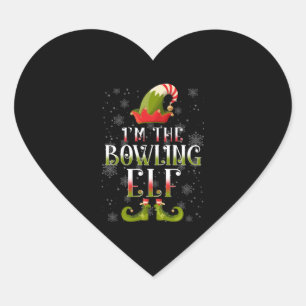 Bowling Elf Christmas Heart Sticker
