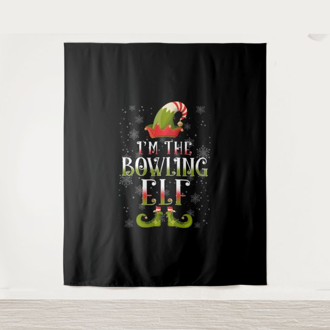 Bowling Elf Christmas Tapestry (Front)